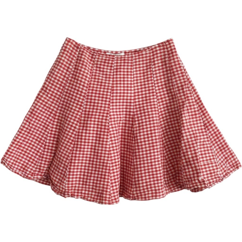 Emanuel Ungaro Skirt Womens 10 Red Gingham Silk Good Flared Y2K Mini